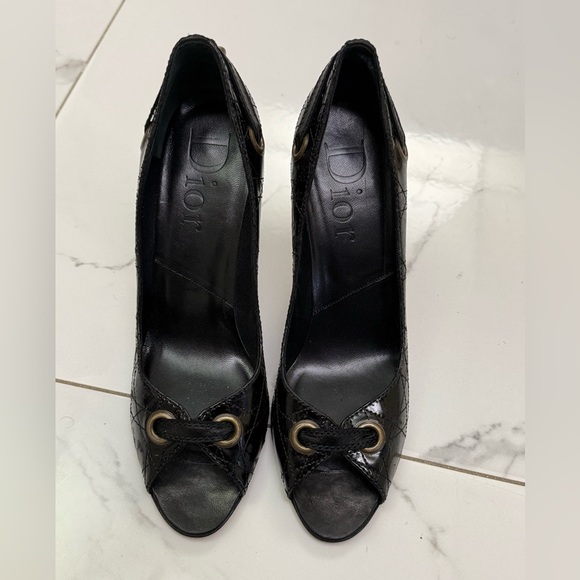 Dior Black Peep-Toe Heels Size 40 - Picture 1 of 7